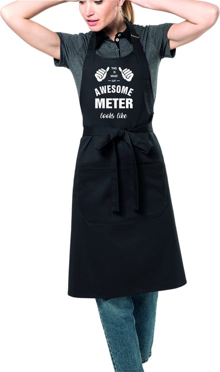 Awesome - Keukenschort - BBQ schort - Awesome Meter - cadeau verjaardag - moederdag - zwart