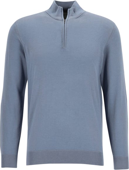 Profuomo Half Zip Pullover Merinowol Blauw - Maat XXL - Heren - Quarter zip