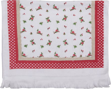 Clayre & Eef Gastendoekje 40x66 cm Wit Rood Katoen Bloemen