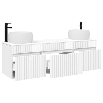vidaXL - Badkamerkast - set - 3 - st - Hoogglans - Wit - 49 - x - 44,5 - x - 66 - cm