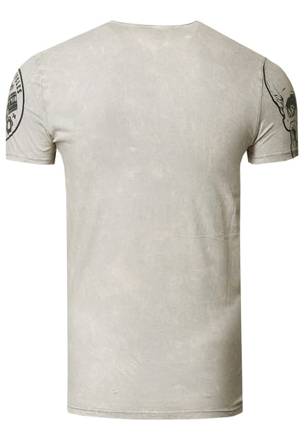 Rocker T-shirt licht gewassen met schedelprint