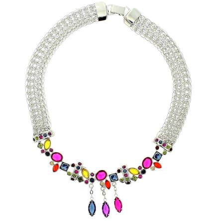 Behave - Korte ketting met gekleurde stenen - Nikkelvrij - 40cm