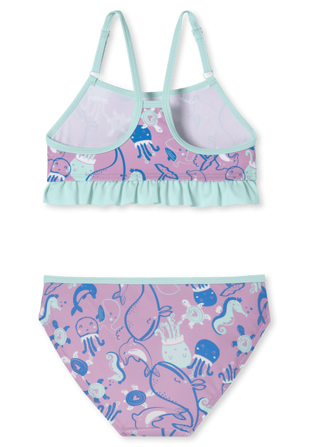 Bikini gebreide stof SPF40+ zeedieren ruches bessen - aqua 92