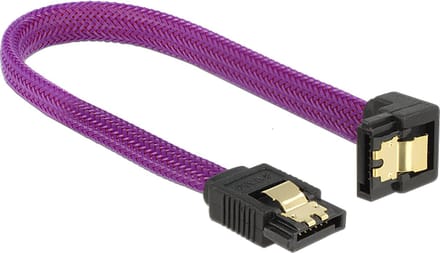 Premium SATA datakabel - recht / haaks naar beneden - nylon - SATA600 - 6 Gbit/s / paars - 0,20 meter