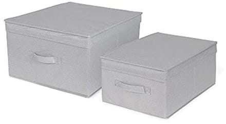 Grote Opbergdozen voor Kleding en Speelgoed - 75GSM Nonwoven, Stevig Karton, Grijs/Wit