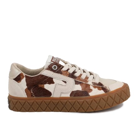 Palladium Ace Low Mix LTH Wild Pony Sneakers Wit/Bruin Leer en Textiel Dames - Wit/Bruin - 38