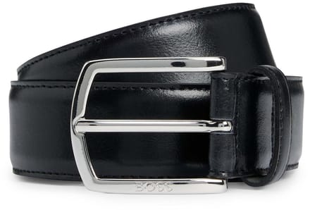 BOSS Leren riem Claus Tx Sz35 Belt W80 Black zwart