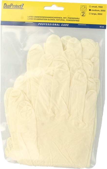 Duoprotect Handschoen latex poedervrij medium 10 Stuks