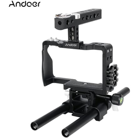 Andoer Professionele Video Cage Rig Kit Filmmaking Systeem w 15mm Rod Accessoire Vervanging voor Sony A6000 A6300 A6500 gray