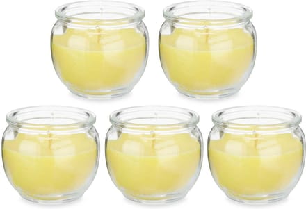 Ibergarden Citronella kaars in houder - 5x - glas - 20 branduren