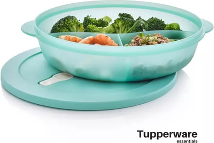 Tupperware Essentials Store Serve & Go Lunchbox Met 3 Gescheiden Compartimenten en Deksel 28 cm - 1.4 L