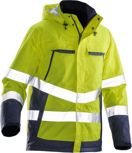 Jobman 1383 Hi-Vis Lined Jacket 65138362 - Geel/Navy - L