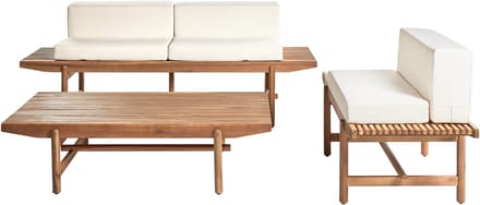GIAVENO - Loungeset 3-zits - Gebroken wit - Acaciahout