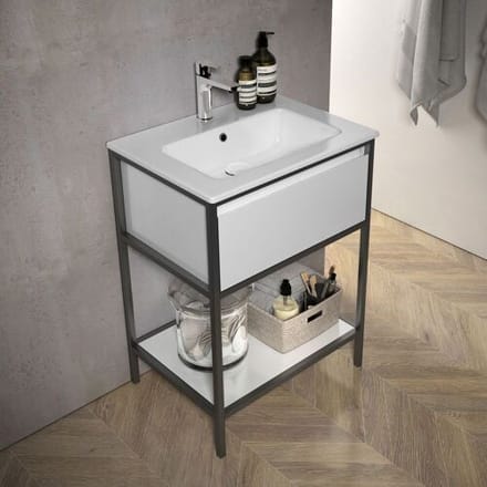 Megabad Profi Collection Loft 2.0 washbasin with vanity unit 60 cm, with metal frame 29MR1004060I set