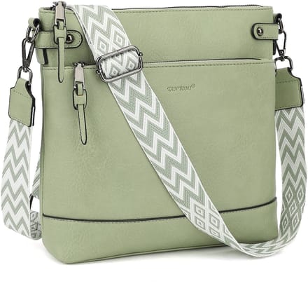 TAN.TOMI Dames Schoudertas – Crossbodytas Middelgroot met Brede Verstelbare & Afneembare Band - Lichtgroen