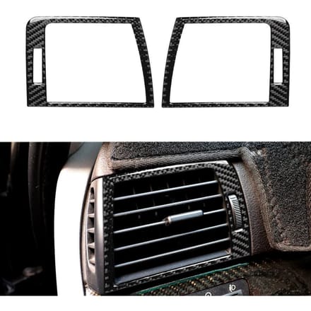 Zwarte koolstofvezel dashboard luchtrooster uitlaat afdekking voor BMW 3-serie E46 1998-2005 black