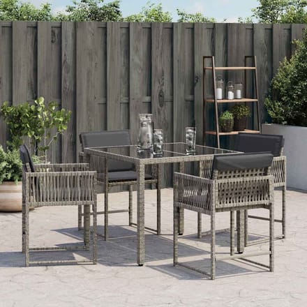 vidaXL - Tuinstoelen - 4 - st - met - kussens - poly - rattan - grijs