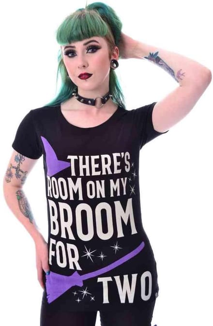 Cupcake Cult - ROOM ON MY BROOM Dames Tshirt - M - Zwart