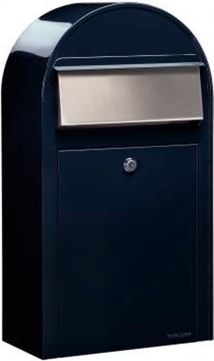 Brievenbus Bobi Grande S (Slim)-Zwart Blauw / RVS Klep