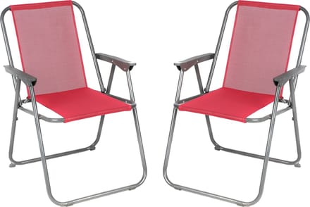 Sunnydays Picnic camping/strand stoel - 4x - aluminium - inklapbaar - roze - L53 x B55 x H75 cm