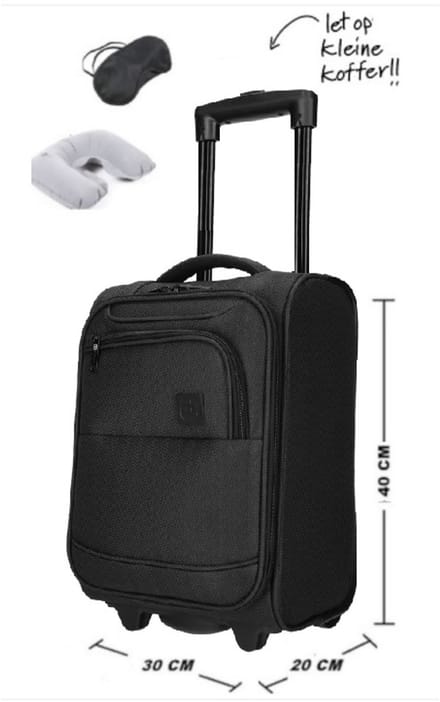 Handbagage Koffer 40x30x20 cm - Underseater Koffer - Black - Let op Extra klein !!