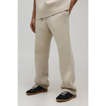 Straight Leg Bonded Scuba Pintuck Joggers | Stone | Size Medium