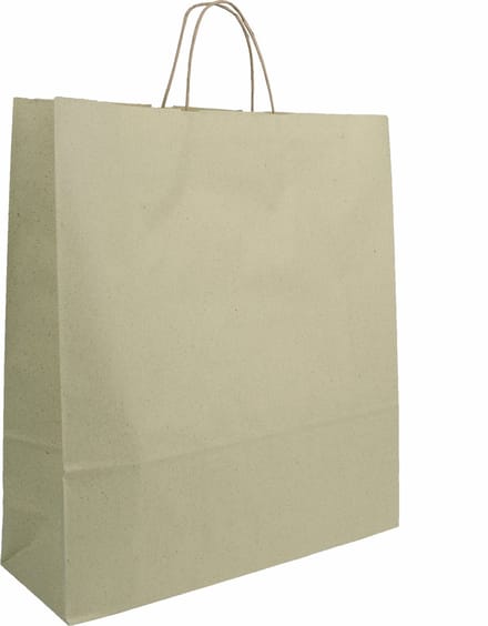 Eco Draagtassen Graspapier - 45+15x49 cm - Gedraaide draaggrepen - 50 stuks