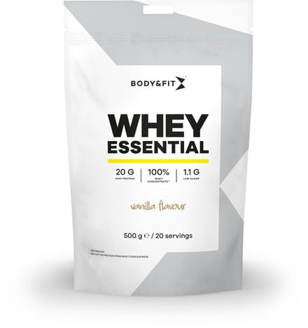 Body & Fit Whey Essential - Eiwitpoeder - Proteine Poeder - 100% Whey Eiwitconcentraat - Whey Protein - Eiwitshakes - Vanille - 500 gram (20 shakes)