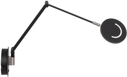 Wandlamp Soleil 3259ZW zwart met verstelbare arm van Steinhauer Exclusive van glas en metaal, draaibaar en kantelbaar, geschikt voor binnengebruik