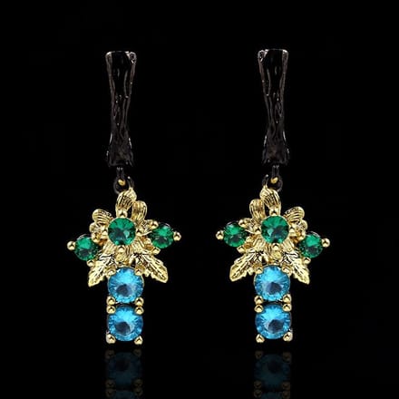 Accessoires Rétro Mode Boucles d'Oreilles Puces Exquises Populaires Serties de Diamants Gemme de Cristal black