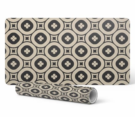 Decoratieve gaming bureaumat met geometrisch retropatroon 90x45 cm