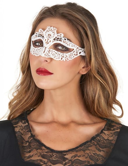 Vegaoo - Wit kant masker voor vrouwen