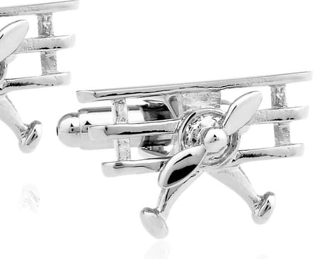 Montebello Manchetknopen Plane 5- 316L Staal - Vliegtuig - 20x12mm