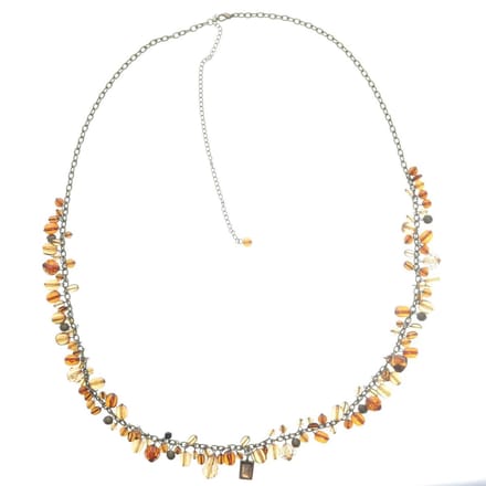 Behave - Lange ketting goudkleur met bruine steentjes - Boho chic stijl