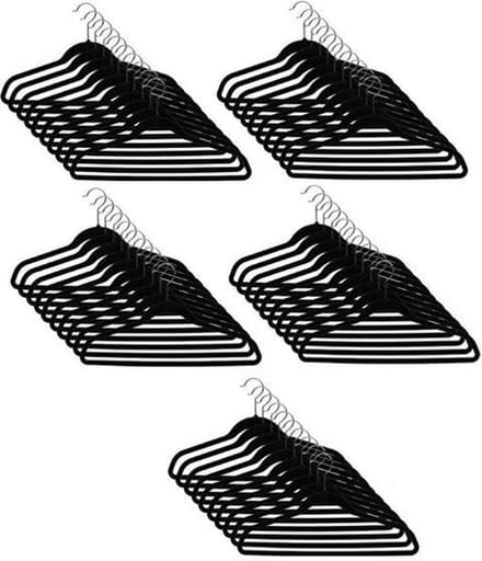 Kwaliteit Kledinghangerset 50 stuks - Non slip kledinghangers - Fluweel zwart