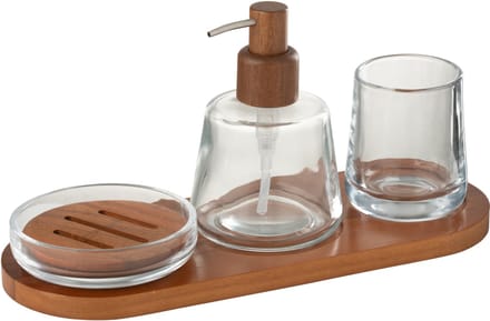 J-Line zeepdispenser On Tray - glas - donkerbruin/transparant