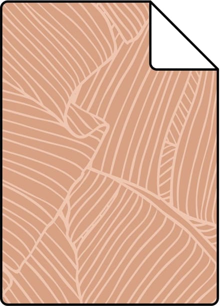 Proefstaal ESTAhome behang bladeren terracotta roze - 26.5 x 21 cm - 130933-S