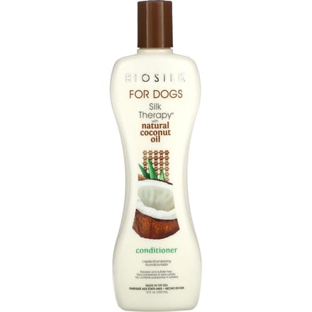 Biosilk, Silk Therapy, met Natuurlijke Kokosolie Conditioner, voor Honden, 12 fl oz (355 ml) white