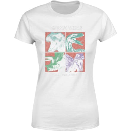 Jurassic Park World Four Colour Faces Women's T-Shirt - White - S