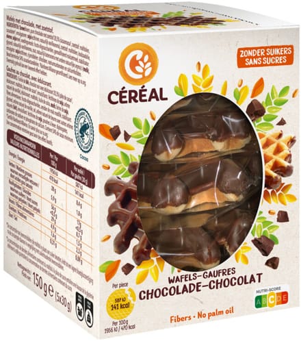 Céréal Wafels Chocolade - 4 x 150 gr - Voordeelverpakking