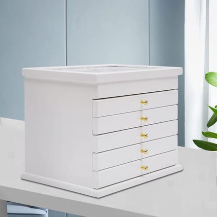 Sieradendoos - Opberger Horloges - Sieraden Organiseren - Zes Lagen - 295 cm - Wit