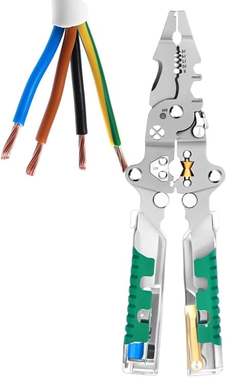 Elektrische Draadstripper - Kabelstripper Multifunctioneel - Elektra Werkzaamheden - Viergaats Wikkeltechnologie - 215 mm Lengte - Uniek