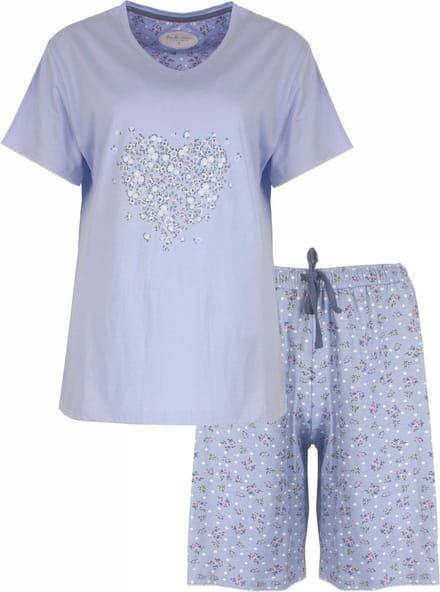 Tenderness Dames Shortama - Pyjama Set - Licht Blauw - Maat S