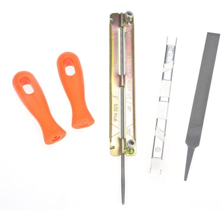 Kit de limes d'affûtage de tronçonneuse, manche de lime, lime, limes plates, porte-lime, règle de limite, utilisé pour 6 Pcs orange