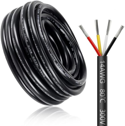 5 Meter 4-aderige Elektrische Kabel 14 AWG 2.0mm² Vertind Koper Zacht en Flexibel