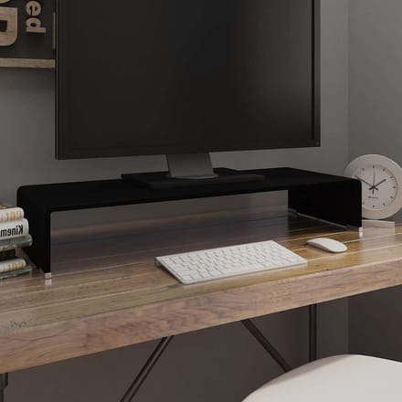 vidaXL - Tv-meubel/monitorverhoger - zwart - 80x30x13 - cm - glas