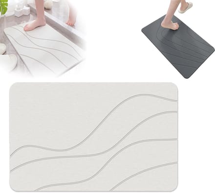 VHV - Badmat - Diatomeeënaarde Steen Badmat - Sneldrogend & Antislip - Absorberend voor Badkamer en Douche - 40 x 30 cm - Wit