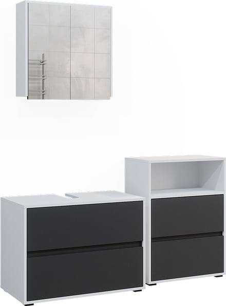 Vicco Badkamermeubelset Maltin, Wit/Antraciet, 3-delig