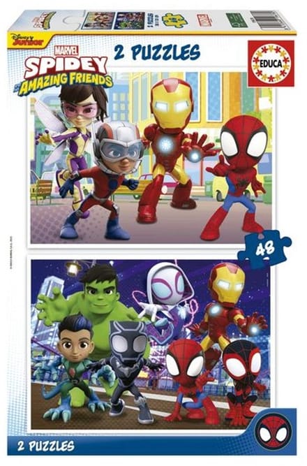EDUCA - puzzel - 2 x 48 stuks - SPIDEY AMAZIN FRIENDS