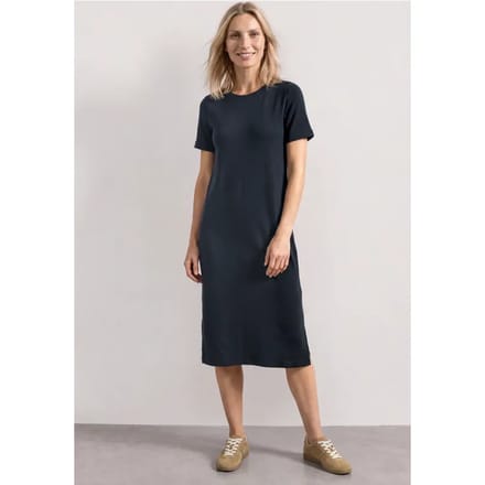 Midijurk met ribbelpatroon en ronde hals